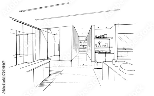 Drawing exterior and interior architectural lines. , Graphic assembly in architecture and interior design work. ,Sketch ideas for interior or exterior designs.