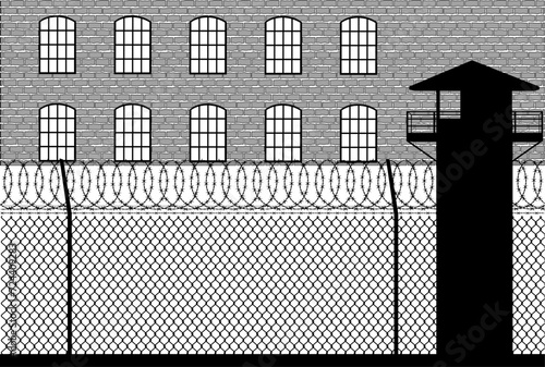 monochrome drawing prison vector illustration