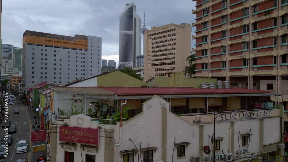 tv tower Kuala Lumpur Chinatown Malaysia. Best aerial top view flight drone tv tower Kuala Lumpur Chinatown Malaysia. Best aerial top view flight drone