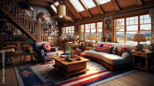 Interior of a cozy room in American style