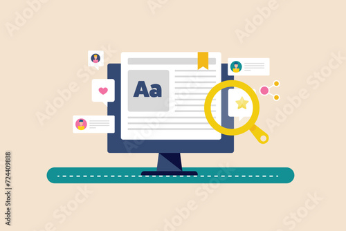 Social bookmarking, saving favourite content on web browser. Vector illustration. 
