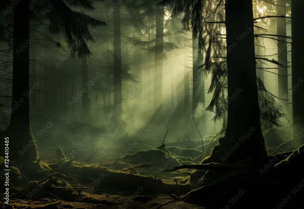 Dense Forest With Towering Trees