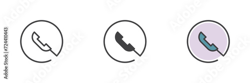 Handset telephone different style icon set