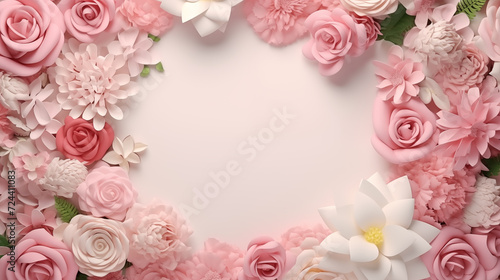 Romantic background with copy space area. Background with rose ornaments, suitable for Valentine's events, weddings or romantic themes.