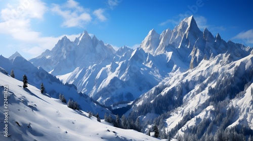 Panoramic view of the Mont Blanc massif, Chamonix, France