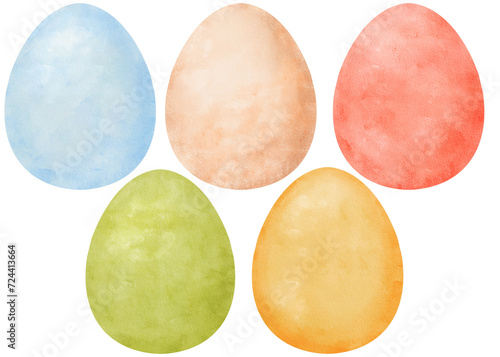Set of vibrant Easter chicken eggs, perfect for textiles, posters, and invitations. The colorful illustrations add a festive touch, for creating lively and celebratory designs, creative projects