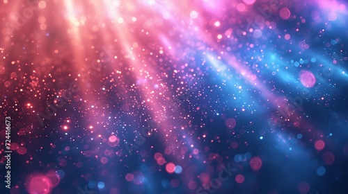 Abstract pink, magenta, and neon blue fluorescent background overlay with bokeh light blur sparkles of light, Generative AI.