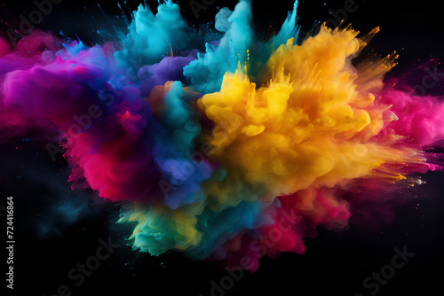 colorful dyed Holi powder exploding 