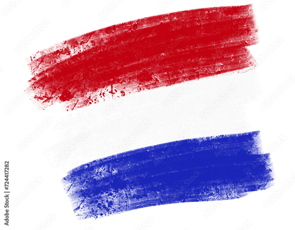dutch flag with paint strokes - obrazy, fototapety, plakaty 