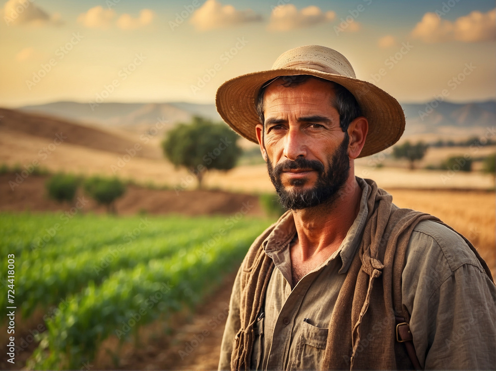 Portrait of a smiling farmer standing in his field looking at the camera Portrait of a smiling farmer standing in his field looking at the camera