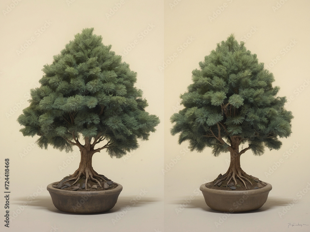 Small tree in a pot on a wooden background with space for text Small tree in a pot on a wooden background with space for text