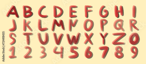Alphabet made of dots, letters, and numbers. Vector illustration.
