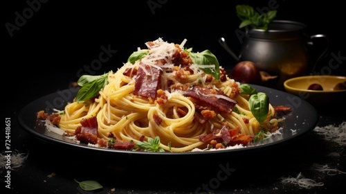 spaghetti carbonara, food photography, 16:9