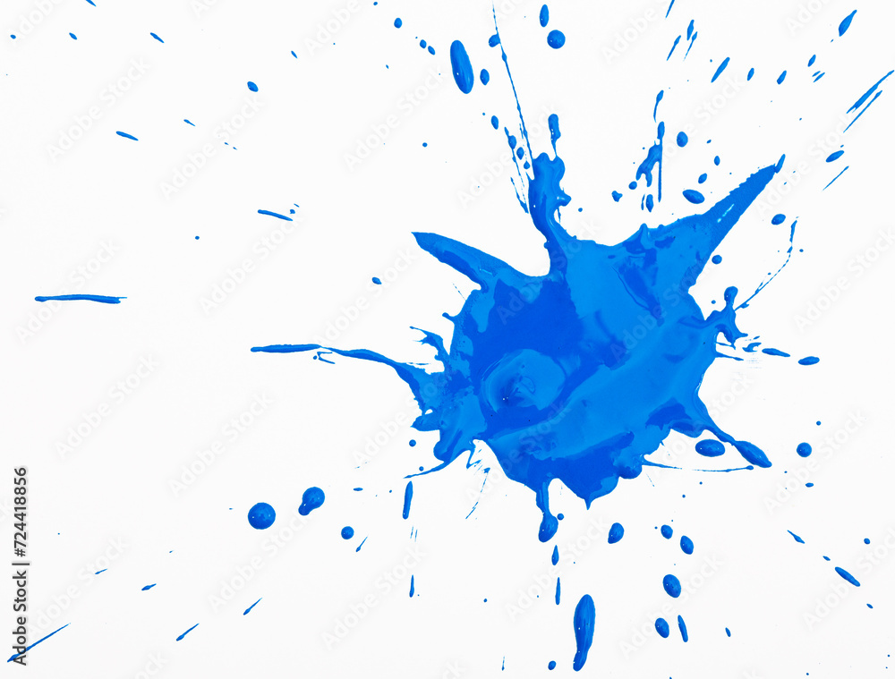 Naklejka premium Colorful blue blot with drops and drips isolated on white
