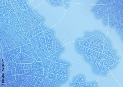 Abstract navigation plan of urban area. Generic city map with signs of streets, roads, house. Simple scheme of city with poi. Colored flat, editable vector illustration