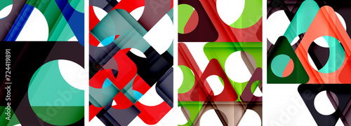 Abstract background set featuring captivating triangles. Harmonious blend of geometry and style, these designs bring modern flair