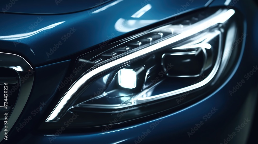 luxury car headlights very close up