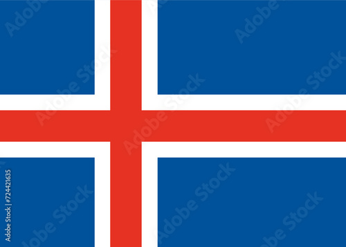 Close-up of blue red and white national flag of European country of Iceland. Illustration made January 30th, 2024, Zurich, Switzerland.