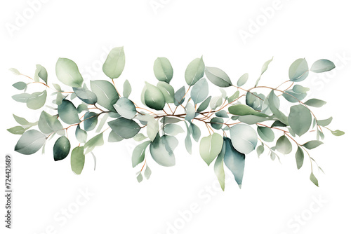 Eucalyptus Watercolor Seamless Border Set for Sage Green Wedding Invitations