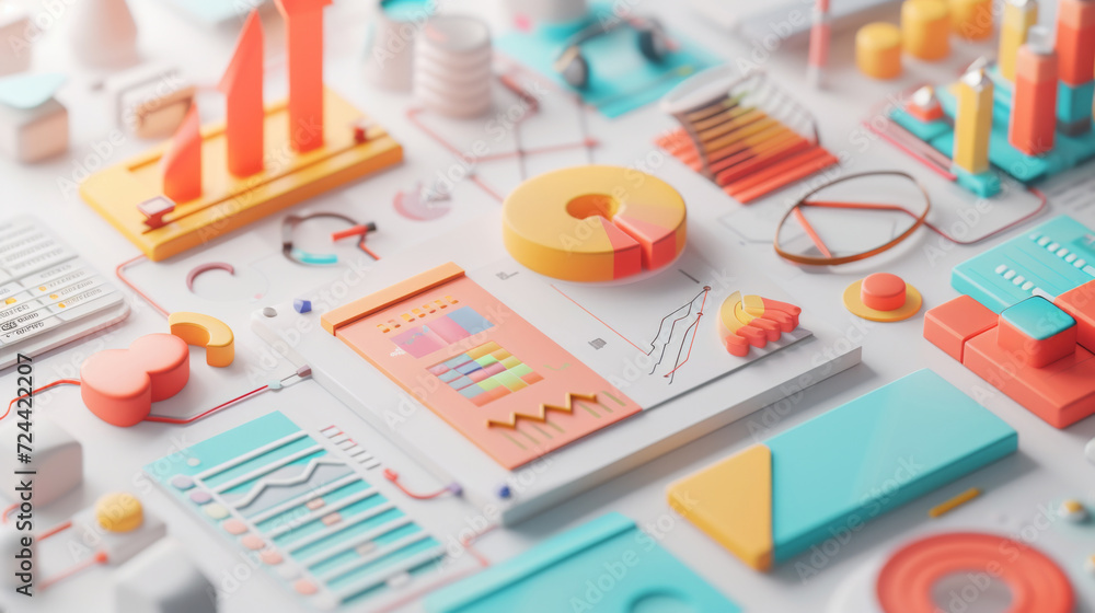 Modern colorful 3D infographics. Statistics Business 3d Pie Chart, Bars, Strips, Steps and Options. Business Infographic creative design made of 3D shapes Modern colorful 3D infographics. Statistics Business 3d Pie Chart, Bars, Strips, Steps and Options. Business Infographic creative design made of 3D shapes