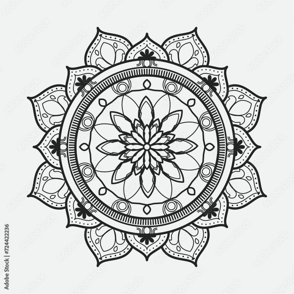 a vector mandala with square background