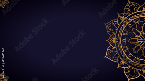 a gold colored vector mandala on a landscape background © fandi.creations