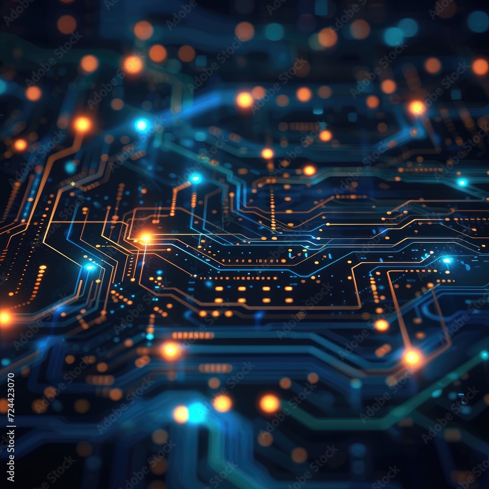 Obraz premium Shining Circuits: A Glimpse into Future Technology
