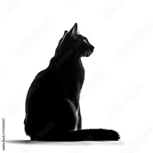 black cat on a white background  isolated background  cat  kitten  studio light  clip-art  close-up scene