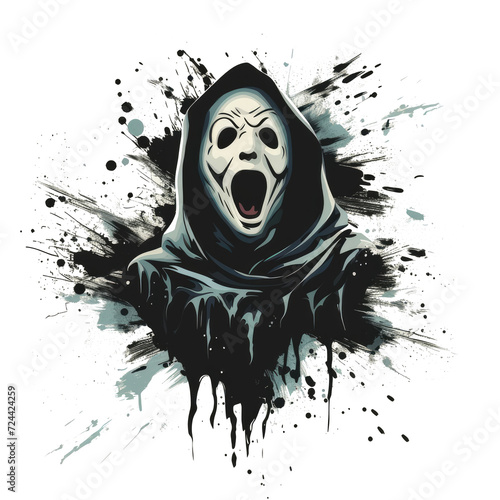 t-shirt illustration design, scream ghost image, transparent background, Ai Generated images photo