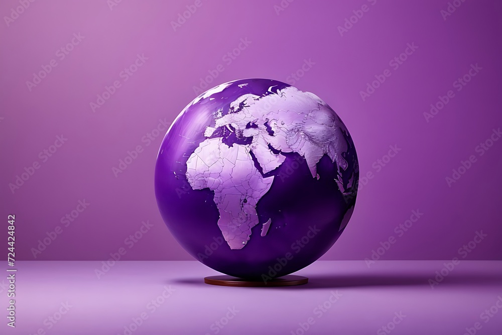 Photo of purp le color earth globe with purple background ai generative Photo of purp le color earth globe with purple background ai generative