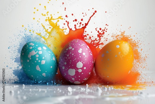 Wallpaper Mural Colorful Paint Splattered Easter Eggs on White. Torontodigital.ca