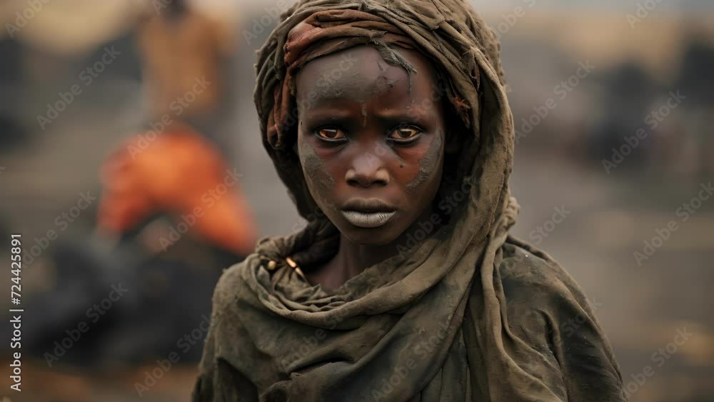 A mother from a orn country, her fragile frame bearing the brunt of a climateinduced famine. Her weary eyes mirror the haunting image of insufficient food and contaminated water. A mother from a orn country, her fragile frame bearing the brunt of a climateinduced famine. Her weary eyes mirror the haunting image of insufficient food and contaminated water.