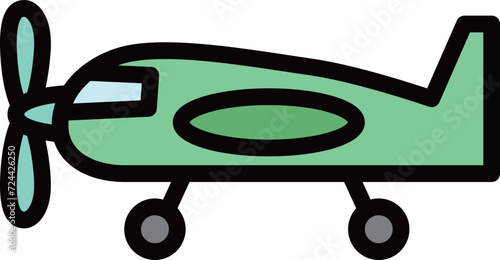 カラー乗り物アイコンイラスト　プロペラ機