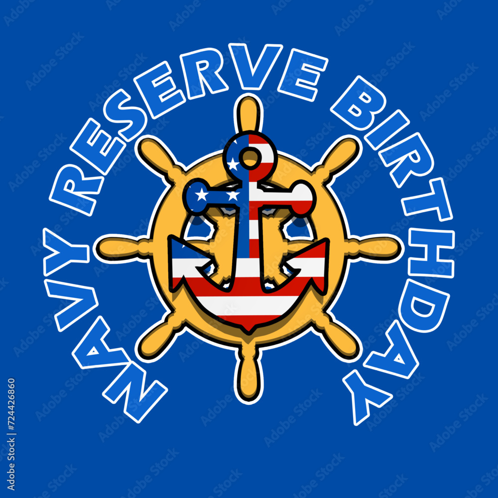 Navy Reserve Birthday event banner. An anchor decorated with the