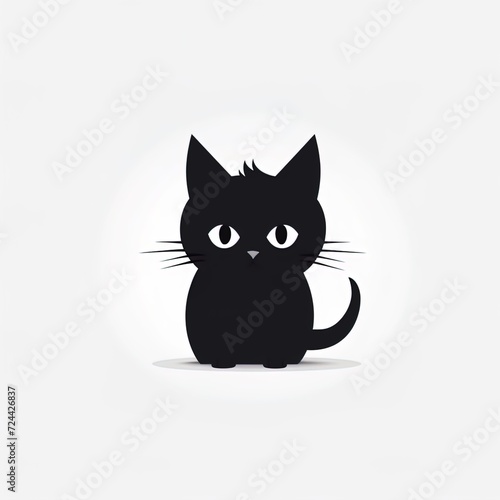 black cat on a white background, isolated background, cat, kitten, studio light, clip-art, close-up scene © Thomas
