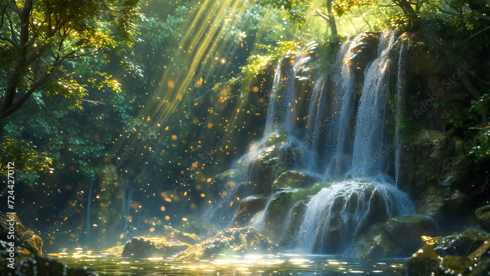 A beautifull waterfall in the forest A beautifull waterfall in the forest