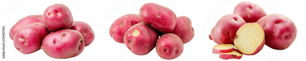 Red potatoes isolated on transparent or white background
