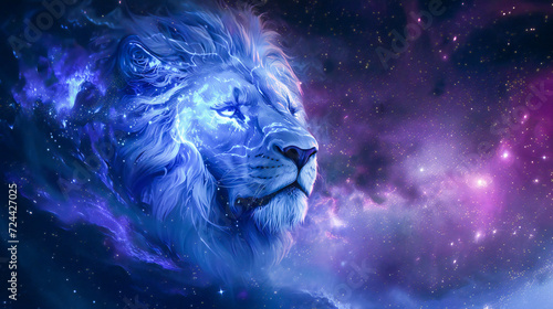 A stylized mighty fantasy lion head photo