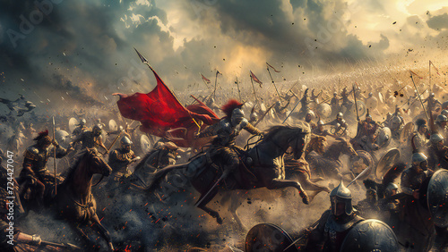 Ancient epic battle scene photo