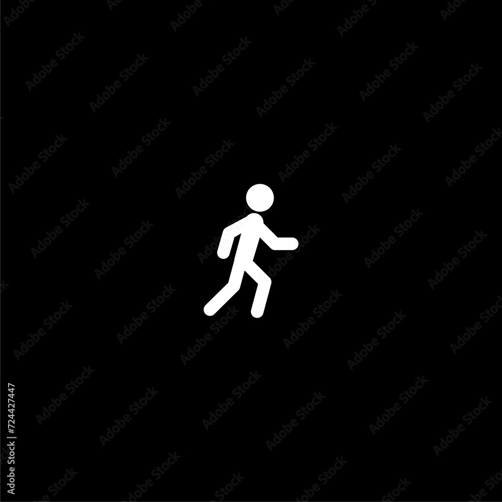 Person walking or walk sign icon isolated on dark background Person walking or walk sign icon isolated on dark background