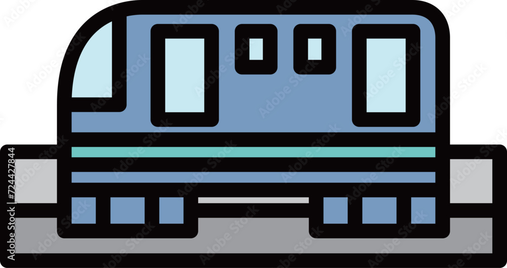 カラー乗り物アイコンイラスト　モノレール