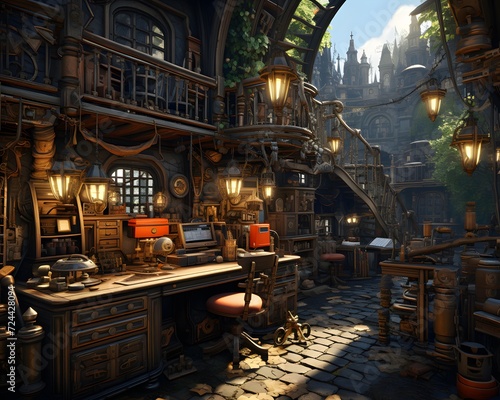 Cafe in the old town of Prague, Czech Republic. 3d rendering