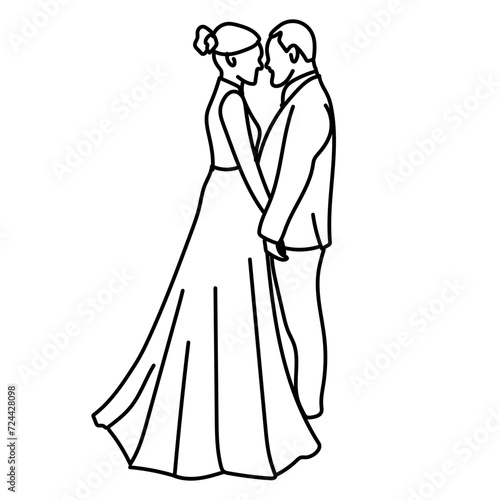 Couple de mariés se regardent