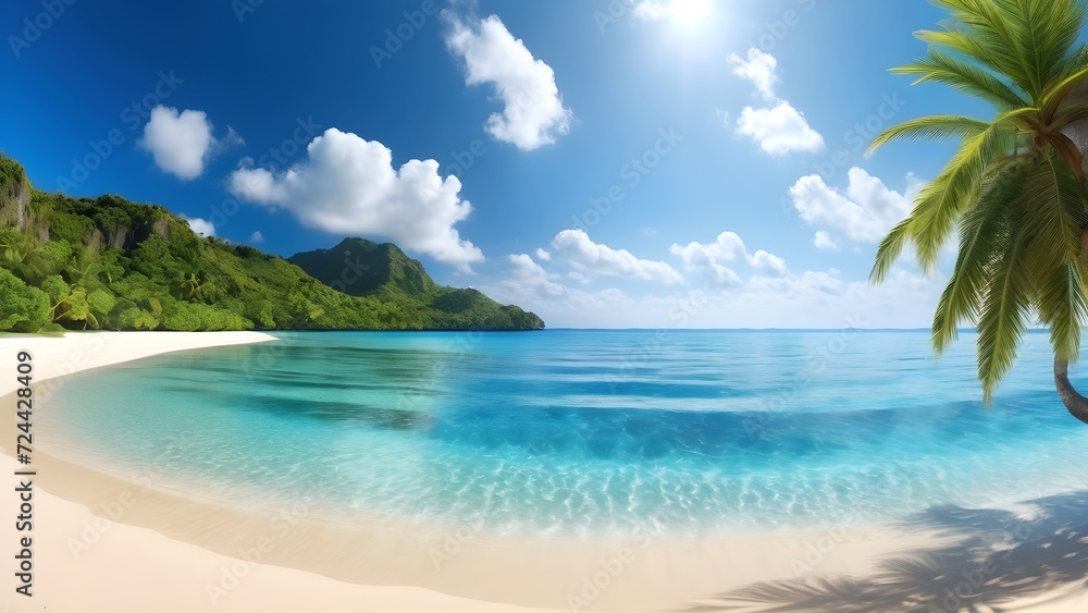 sea beach view, nature seascape view of beautiful tropical beach and sea in sunny day.