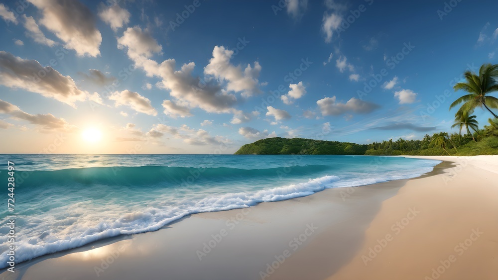 sea beach view, nature seascape view of beautiful tropical beach and sea in sunny day.