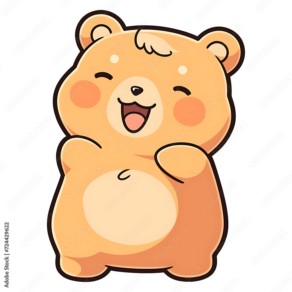 Obraz premium Cute happy bear clipart kids illustration for sticker and t shirt design with transparent background