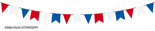 Russian flags bunting festive party decoration. Vector illustration isolated on transparent backtround.