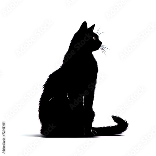 black cat on a white background  isolated background  cat  kitten  studio light  clip-art  close-up scene