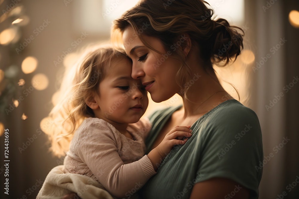 A mother holding her cute little kid ai generative A mother holding her cute little kid ai generative