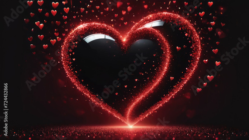 Heart background, Love hearts particles wallpaper, Wedding hearts particles background, Valentine's day wallpaper, Glowing hearts, and lens flare light, Black overlays background